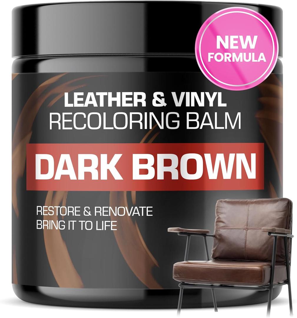 FORTIVO Leather Recoloring Balm, Color Restorer, Scratch Remover, Couch Paint and Repair, Leather Balm for Couches (Dark Brown)