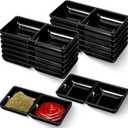 12 Pcs Dual Dipping Sauce Bowls Sauce Dipping Cups Divided Sauce Dishes, Divided Plates Wasabi Sushi Dipping Plates Two Compartments Party Trays Appetizer Serving Tray for Kitchen Restaurant