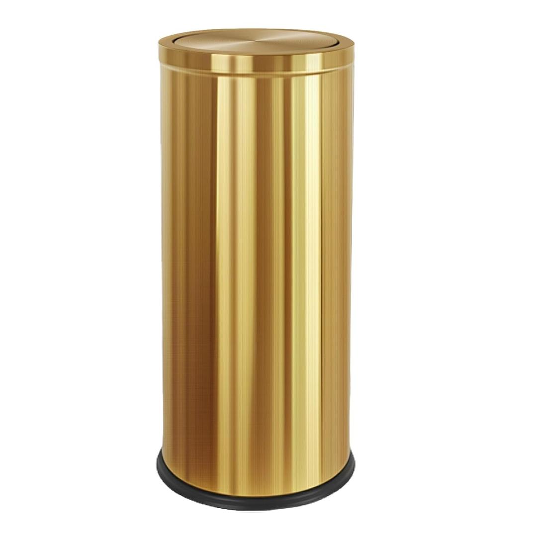30L/8GAL Gold Brass Kitchen Trash Can, Golden Tall Commercial Garbage Can, Large Capacity Flip Trash Can, for Kitchen,Shopping Mall,Hotel,Elevator Gate,Airport,Commercial (Gold, 30L)