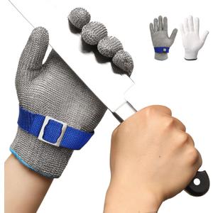 Schwer ANSI A9 Cut Resistant Glove, Food Grade Stainless Steel wire Mesh Metal Gloves, Knife Cutting Gloves for kitchen Mandoline Slicing Butcher Meat Cutting Oyster Shucking Fish FilletM, 1 PCS (Medium (Pack of 1))