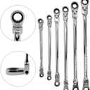 Metric 12 Sizes Extra Long Gear Ratcheting Wrench Set, 8mm-19mm, Made of Chrome Vanadium Steel, Rotatable Head
