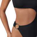 SUUKSESS Women Sexy One Piece Tummy Control Swimsuit Cutout Backless Bathing Suit (Black, S)
