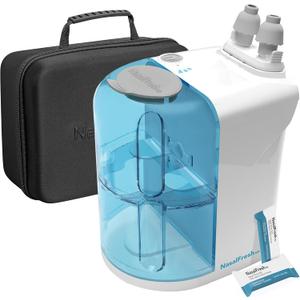 NASALFRESH MD Premium BundleDual Powered Nasal Irrigation System Nasal Rinse and Wash, Sinus Decongestant Relief System, 60 Saline Packets, Case, Rechargeable, 2 Sets of Nose PillowsSnoring Remedy