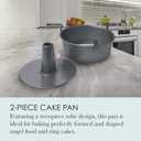 Chicago Metallic Angel Food Cake Pan with Cooling Feet, 2-Piece Nonstick Tube Pan, 9.5 Inch Carbon Steel, Perfect for Pound and Sponge Cakes