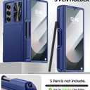 Vizvera for Samsung Galaxy Z Fold 6 Case RFID Wallet with Cards Holder [S Pen Holder] [Camera Cover] Shockproof Silicone Protective Phone Case for Z Fold 6 2024-Blue