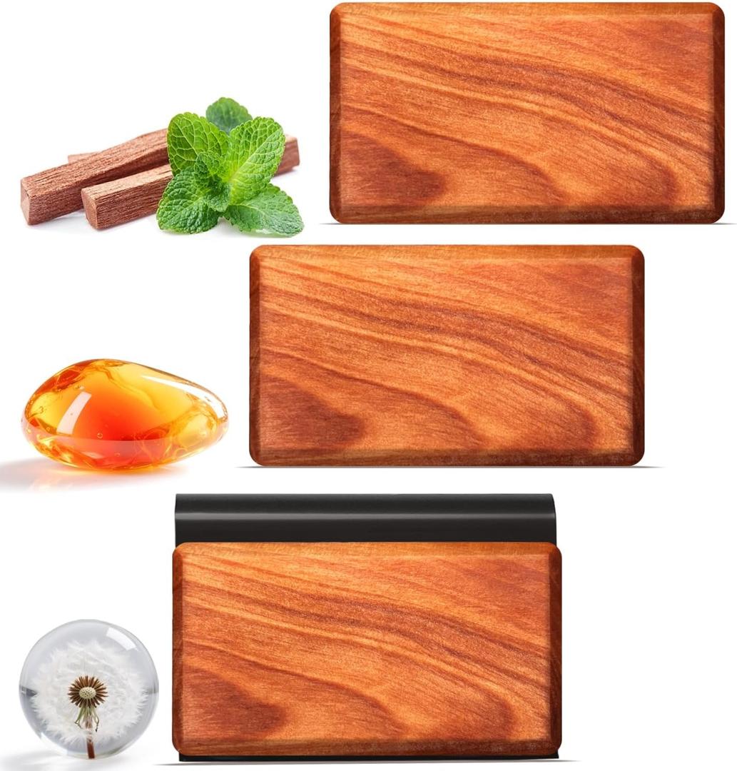 Car Air Freshener Starter Kit, Long Lasting Wood Car Fresheners - Car Odor Eliminator for Visor Clip - CLIP INCLUDED - 3 Pack (Amber-Teak-Open Air)