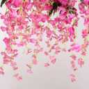 Veryhome 3Pcs 7.2Ft/Piece Artificial Flowers Wisteria Garland Artificial Wisteria Vine Hanging Flower Greenery Garland for Home Garden Outdoor Wedding Arch Floral Decor (Fuchsia)