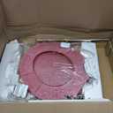 Angol Shiold Round Resin Toilet Seat Glitter Pink Soft Close Quick Release Metal Zinc Alloy Hinge Easy to Install also Easy to Clean, Decorative Acrylic Seats (17 Inch, Pink)