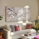 XIANSHOU Plum blossom Wall Decor White Flowers Painting on Canvas Nature Wall Art for Bedroom 24"x 48" Wall Decorations for Living Room Office