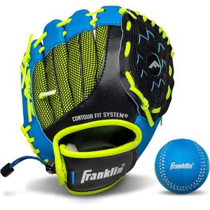 Franklin Sports Kids Baseball Glove - NeoGrip Boys + Girls Youth Tball Glove - Toddler + Youth Teeball, Baseball + Softball Mitt - Right Hand Throw - 9.5" , Blue