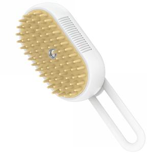 2 x 4 in 1 cat brushes for indoor cats, Rechargeable Pet Steam Brush for Shedding, Quiet Detangling Brush for Long Haired Cats and Dogs(White,1 Pcs)