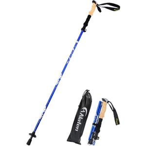 Lightweight Collapsible Trekking Pole - 7075 Aluminum Adjustable Walking Stick for Hiking & Travel, Foldable Quick-Lock Design, Single Pole for Adults & Seniors (1 PC(1 Pole), Blue 106- 125CM)