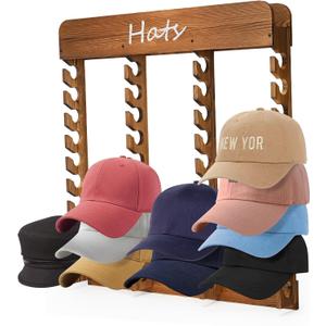 Wooden Hat Racks for Baseball Caps, 40-Slot Wall Mount Baseball Cap Rack, Hat Organizer for Display and Storage, Vertical Cap Hanger for Bedroom, Entryway or Closet