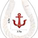 2Pcs White Nautical Rope Toilet Paper Holder Wall-Mounted Towel Ring Nautical Toilet Paper Holder with Metal Hooks Coastal Towel Rack Natural Antique Rope(Red+Red)