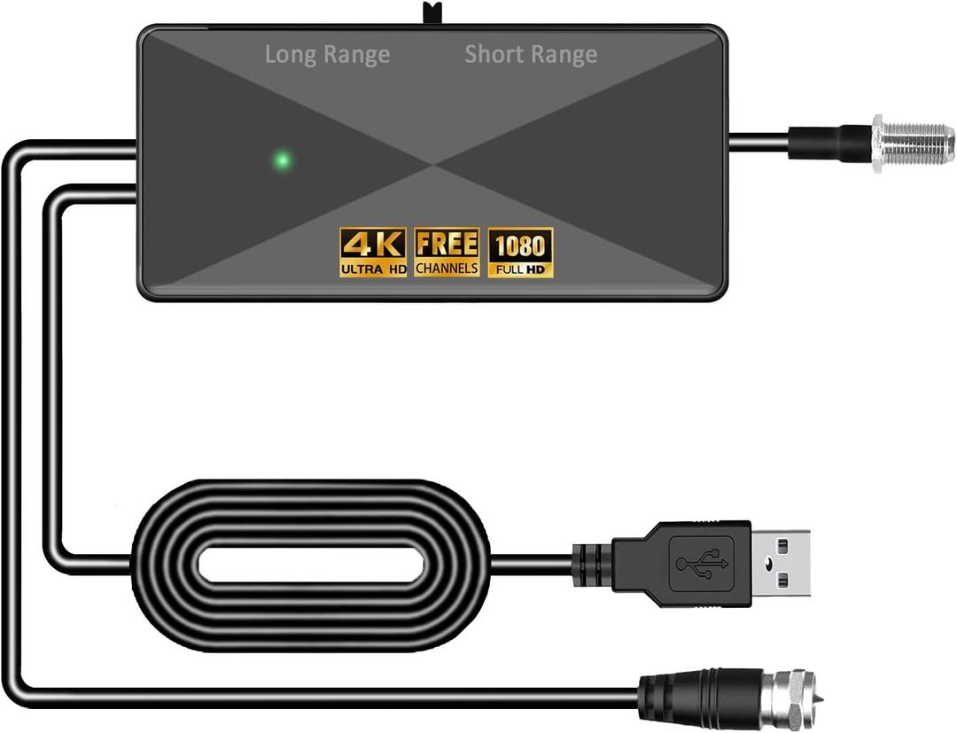 Indoor TV Antenna Amplifier, Digital Antenna Signal Booster, 25dB High Gain Powerful Antennas Booster, Suit for All TV Antennas (Black1)