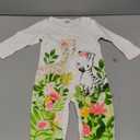 Cute Giraffe + Zebra With Floral Print Long Sleeve Baby Girl Clothes White Jumpsuit For Baby One-Piece Romper (6-9 Months, Multicolor)