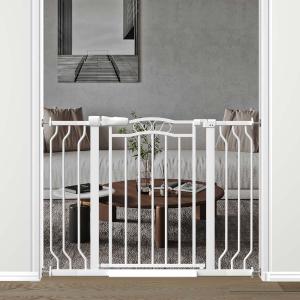 Fairy Baby 29.5"-43.7" Extra Wide Baby Gate No Drilling, 30" Tall Auto Close Press Mounted Baby Gate for Doorways, Adjustable Width Walk Through Dog Pet Gates, White