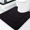 Buganda Bathroom Rugs, 24" x 20", Soft and Absorbent Microfiber Bath Rugs, Non-Slip Shaggy Shower Carpet, Machine Wash Dry Bath Mats for Bathroom Floor, Tub and Shower, Black