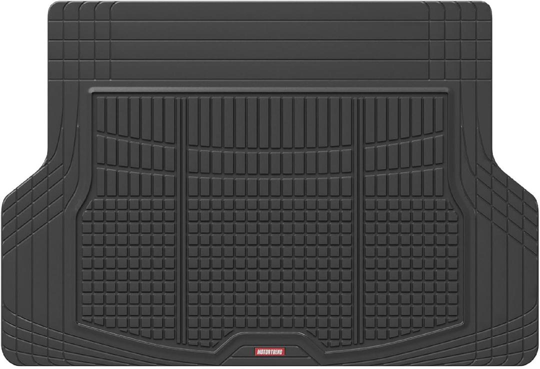 Motor Trend Premium FlexTough All-Protection Cargo Mat Liner w/Traction Grips & Fresh Design, Heavy Duty Trimmable Trunk Liner for Car Truck SUV, Black (OF-985-BK)