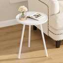 Round Side Table, Small End Table, Drink Table for Couch, Mini Tea Table for Sofa, Modern Accent Nightstand for Small Space, Living Room Bedroom LET521W, 15.7 X 15.7 X 20.8 Inches