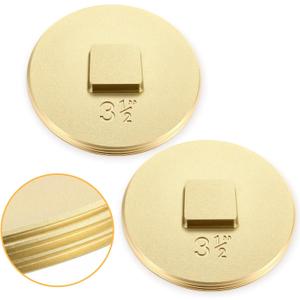 Therwen 2 Pcs 3.5 Inch Sewer Cleanout Cap Slotted Brass Cleanout Plug Wrench Sewer Clean Cover for Drain, Waste, and Vent Purposes(Convex)