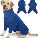 Dog Winter Coat,Full Body Pajamas Onesie Warm Dog Cold Weather Jacket,4-Legged Onesie Jumpsuit,High Collar Snowsuit Sweater for Walking, Hiking, Travel, Home Wear (XX-Large, Blue)