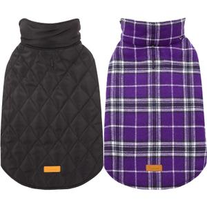 Kuoser Waterproof Dog Coat, Reversible Dog Jacket for Large Dogs, Adjustable Durable Doggie Winter Coat for Groowing Puppies Warm Puppy Cold Weather Apparel, Purple, Large (Pack of 1)