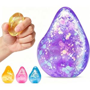 Fidget Toys Stress Cube, Cube Squishies Anxiety Stress Relief, Ice Squishy Stress Cube-Drop Malt Sugar Balls, Sensory Toys for Kids with Autism, Fidgets for Classroom Prize Toys (1pack Purple)