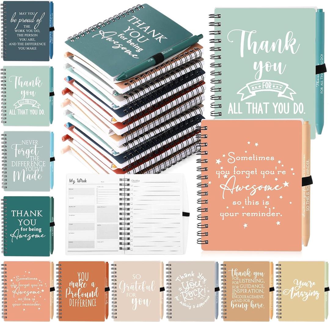 Tellingyou 20 Pcs Employee Appreciation Gift Bulk A6 to Do List Notebook with Ballpoint Pens Motivational Notepad for Coworker Social Worker Staff Teacher Nurse Dispatcher Volunteer (Fresh Colors)