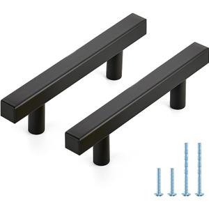 JOY DECOR 30 Pack 3 Inch Matte Black Square Cabinet Handles Stainless Steel Cabinet Hardware Pulls for Kitchen and Drawers with 5 Inch Overall Length (3 Inch Hole Center)
