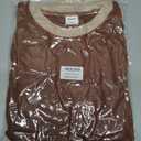 Besshopie Womens Long Sleeve Shirts Crewneck Casual Tunic Tops Fall Fashion Outfits (Brown, M)