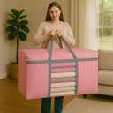 4 Pack Extra Large Moving Bags 90L with Clear Window, Heavy Duty Storage Totes with Zippers & Handles, College Packing Bags for Clothes, Boxes, Camping & Moving Supplies, Pink