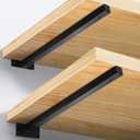16 Inch Floating Shelf Brackets Heavy Duty, Square Shelving Brackets, Metal Floating Shelf Supports, Black Wall Mount Brackets 4 Pack