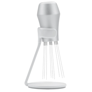 Normcore WDT Distribution Tool with Stand V3, 9 Prong Needle Espresso Stirrer, 18 Needles 0.25mm / 0.3mm Thick Spring Wires, Weiss Distribution Technique, Anodized Aluminum Handle, Silver