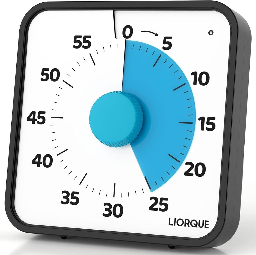 LIORQUE 60 Minute Visual Timer for Kids and Adults, Non-Ticking 7.5 Inch Large Visual Countdown Timers for Classroom Desk Countdown Clock with Magnetic Backing, Kids Pomodoro Timer Clock (Dark Blue)