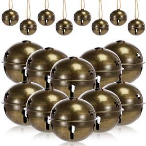 Zubebe Christmas Bells Jingle Bells Large 2.5 Inch Star Cutout Ornament for Crafts Christmas Tree Decor Gift Wrapping(Bronze,24 Pcs)
