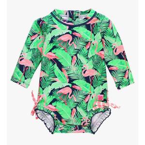 RuffleButts Baby Girls UPF 50+ Sun Protection Tropical Print Long Sleeve One Piece Rash Guard Swimsuit with Zipper, 2T RuffleButts Baby Girls UPF 50+ Sun Protection Tropical Print Long Sleeve One Piece Rash Guard Swimsuit with Zipper, 2T