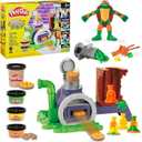 Play-Doh Teenage Mutant Ninja Turtles Slice & Blast Pizza Playset, Bendy 4 Inch Mikey Action Figure, Kids Arts & Crafts, TMNT Toys for Boys & Girls 4+