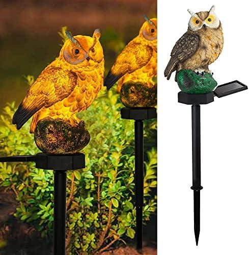 Dazzle Bright 1 Pack Owl Figure Solar LED Lights, Resin Garden Waterproof Decorations with Stake for Outdoor Yard Pathway Outside Patio Lawn Decor to Scare Birds Away, Gifts for Women, Owl Lovers