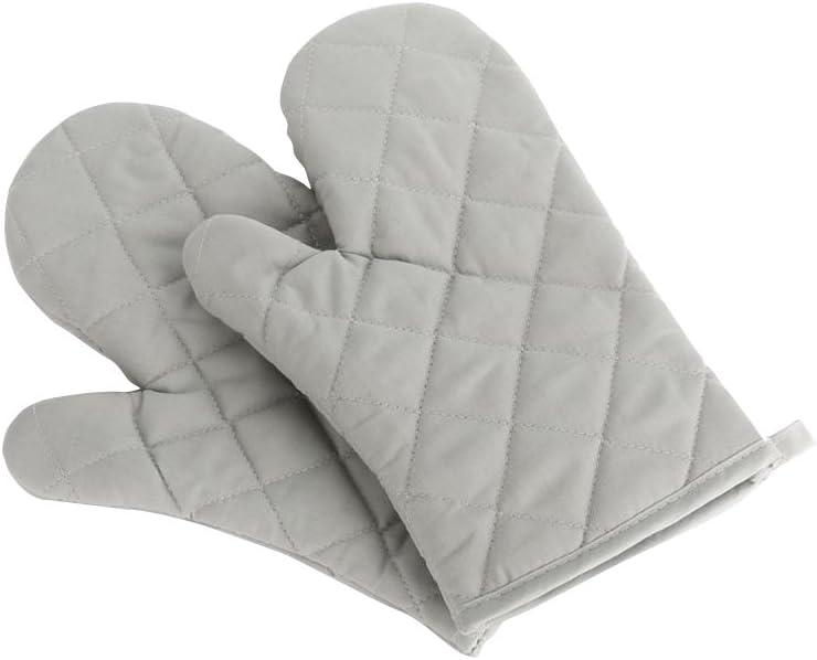 Oven Mitts, Premium Heat Resistant Kitchen Gloves Cotton & Polyester Quilted Oversized Mittens, New Gray