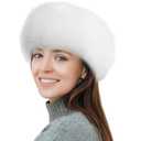 Syhood Women Faux Fur Headband with Elastic Fluffy Winter Earwarmer Earmuff Furry Ski Outfits for Women(White)