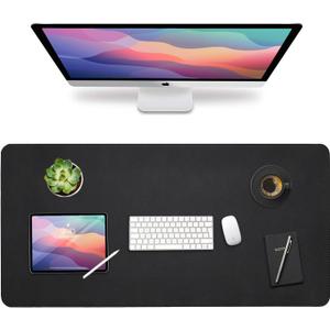 Vine Creations Leather Desk Mat Large 44" x 22", Desk Protector Mat, PU Leather Desk Pad, Non-Slip Large Mouse Pad, Desk Blotter, Desk Pads on Top of Desks, Home Office Desk Matt for Desktop (Black)