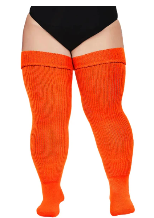 Moon Wood Plus Size Thigh High Socks for Thick Thighs- Womens Knit Cotton Extra Long Over the Knee High Socks Leg Warmer 