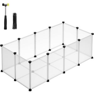 SONGMICS 20 Panels Pet Playpen with Floor, Small Animal Playpen, Pet Fence Indoor, DIY Plastic Enclosure for Guinea Pigs, Bunny, Hamsters, Hedgehogs, 49.2 x 24.8 x 16.5 Inches, White ULPC001W01
