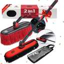 2In1|2MOPS(Car Wash Brush Mop*1 & Car Duster Mop*1) with 1 Long Handle|Microfiber Car Brushes for Washing Exterior,Car Wash Accessories Scratch Free,Car Wash Mop for Rv Truck Boat