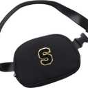 Initial Letter Belt Bag Crossbody Bags Fanny Pack For GirlsBirthday Gifts for 6 7 8 9 10 11 12 13 14 15 Year Old Girls,Purse for Kids,Cute Teen Trendy Stuff Travel Essentials.Black-S