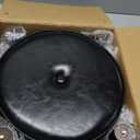 oakvivo 13in Small Foot Stool Ottoman, Round Faux Leather Foot Rest, Footstool Ottomans with Rubber Legs Under Desk, Footrest for Couch, Living Room, Bedroom, Office, 13''L x 13''W x 10.2''H, Black