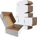 RLAVBL 7x5x2 Inches Shipping Boxes Set of 25, White Small Corrugated Cardboard Box, Mailer Boxes for Packing Small Business (A11)