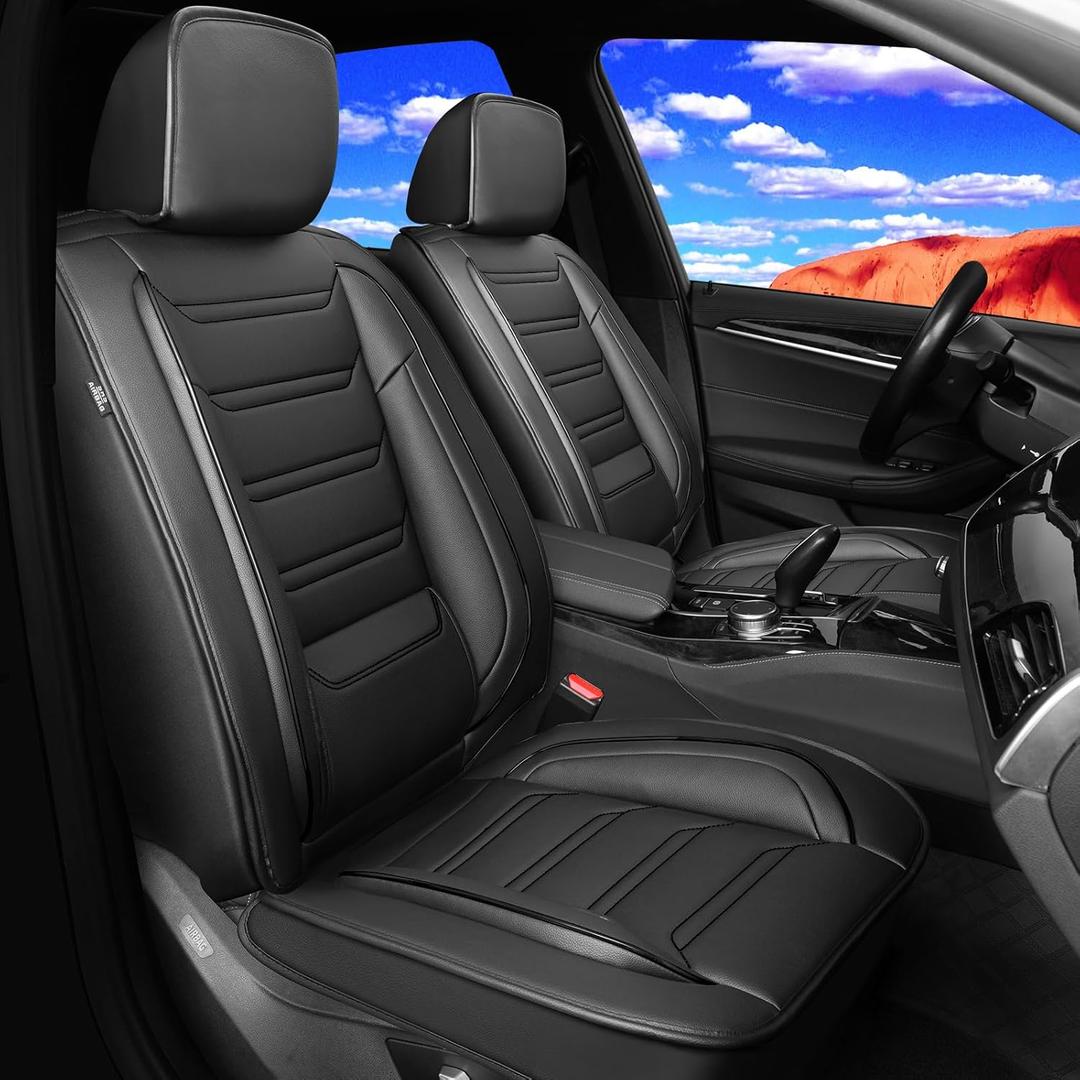 Fit 4Runner Car Seat Covers (Only for 5 Seats Version) for Select Toyota 4Runner 2003-2025 - Full Coverage Leather, Airbag Compatible, Waterproof & All Weather Seat Cushion Protector, Black