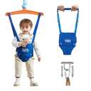 FUNLIO 2 in 1 Baby Jumper with a Ceiling Hook, Baby Walking Harness for 6-24 Months, Baby Jumper for Indoor/Outdoor Play, Infant Jumper Doorway with Adjustable Chain, Easy to Assemble & Store - Blue